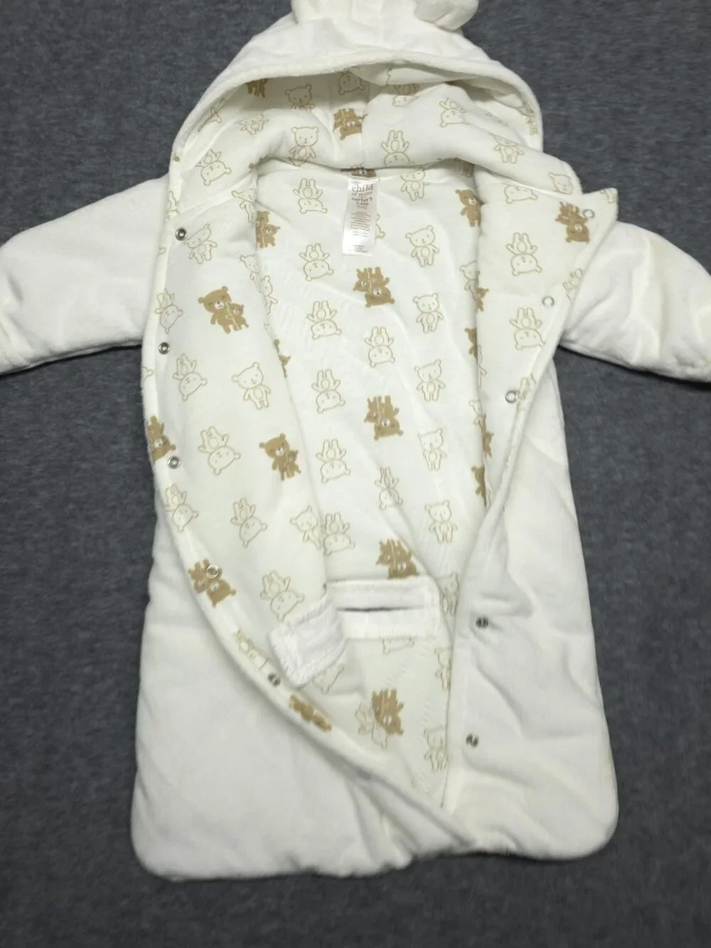 Just One You Carter's White Baby Bunting Bear Hood 3-6M Winter